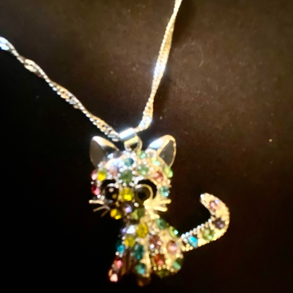 Cat jeweled necklace beautiful details